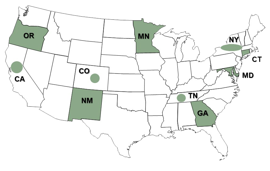 U.S. map highlights areas participating in ABCs surveillance.