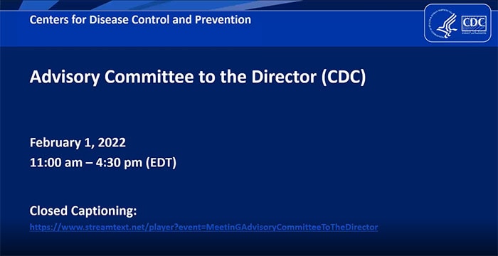 — title missing — Advisory Committee to the Director of CDC meeting slide deck