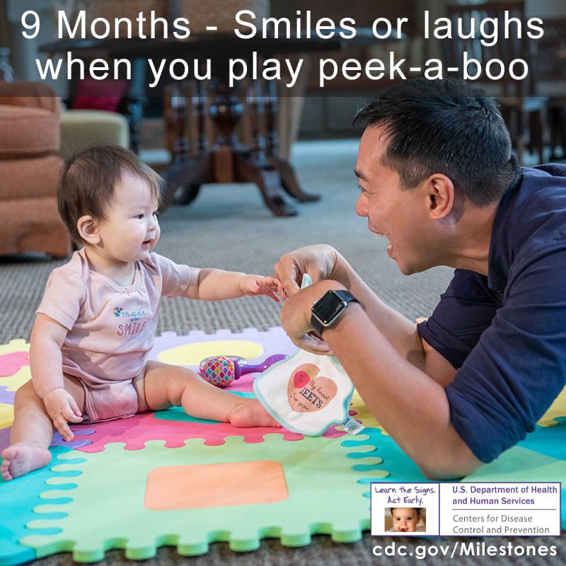 Smiles or laughs when you play peek-a-boo image 3