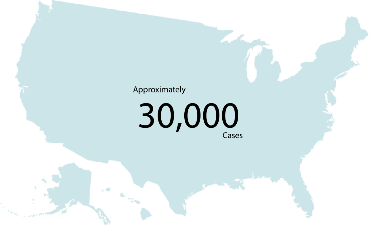 2018 map Map of the US with number 24,821 mean (average)