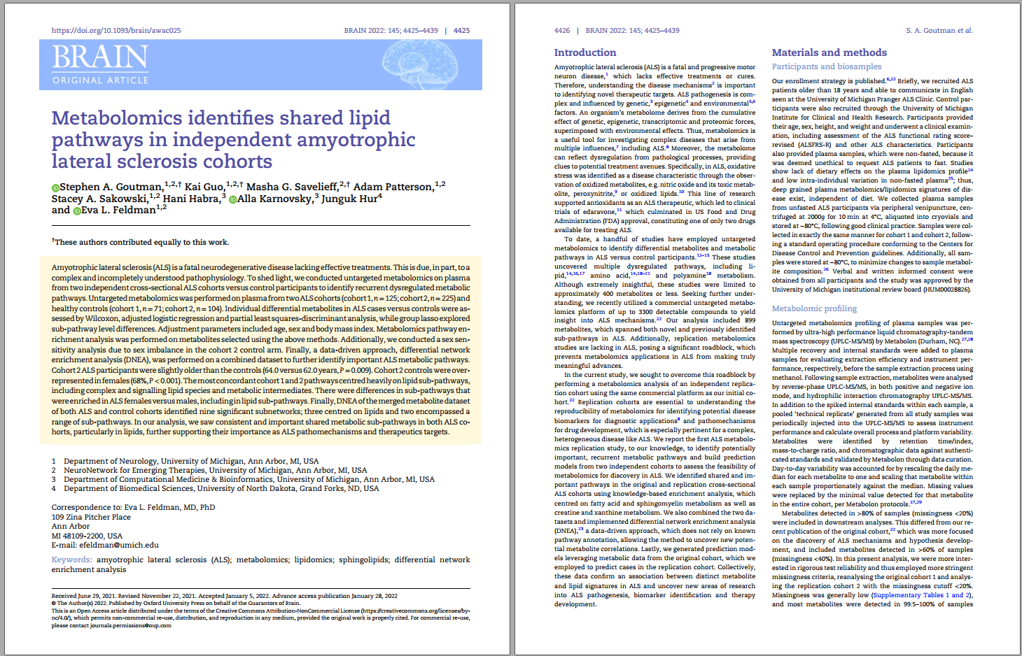 Goutman 2022 - Metabolomics Screenshot of first two pages of paper