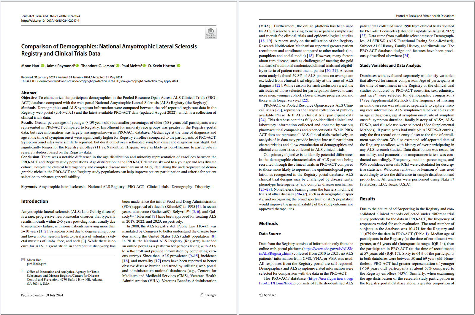 Han 2024 (PRO-ACT) Screenshot of the first two pages of the report.