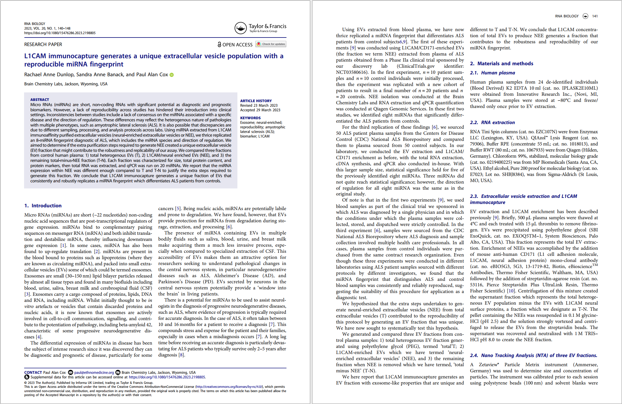 Screenshot of the first two pages of Dunlop L1CAM paper