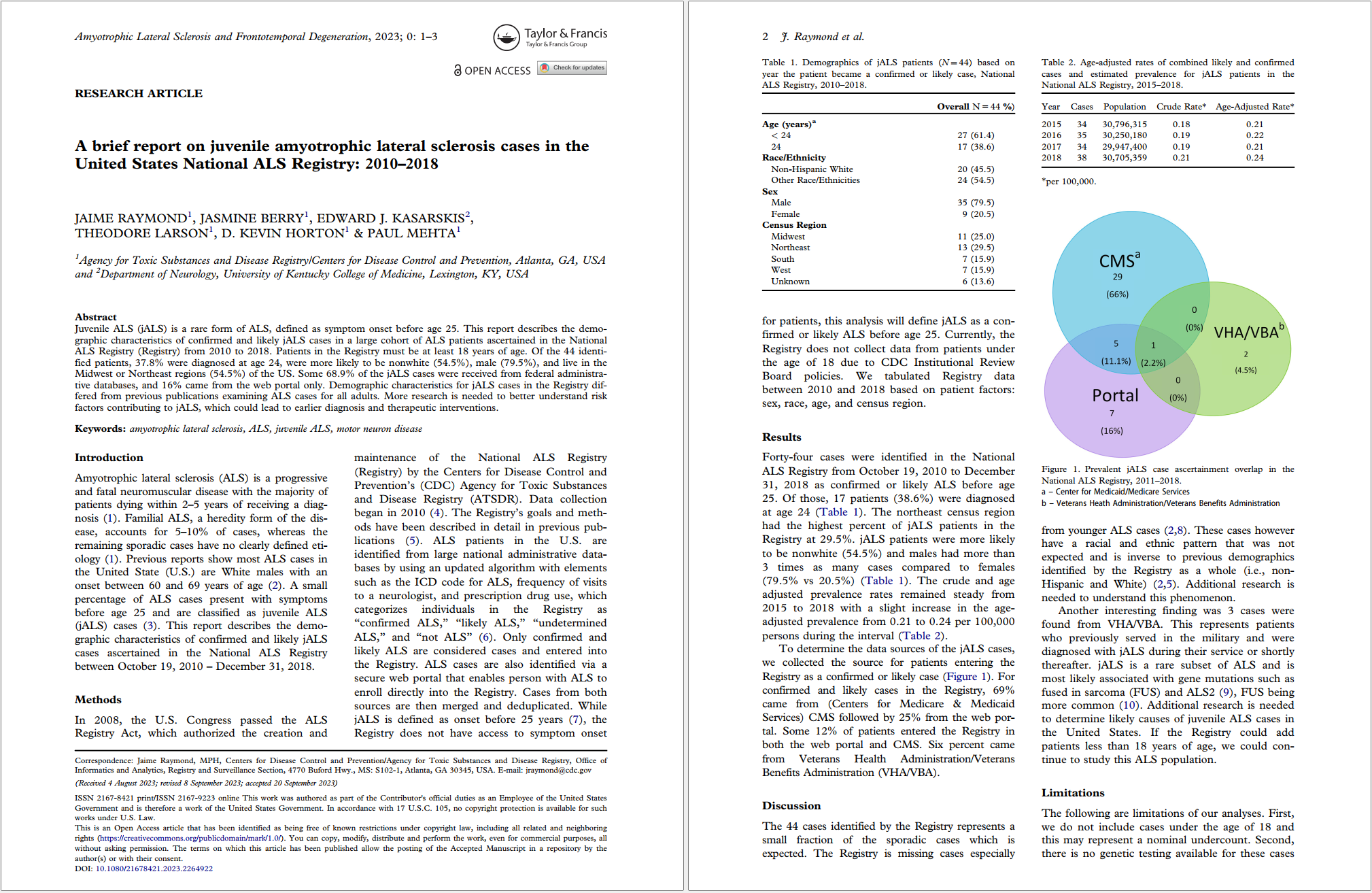 Raymond et. al. 2023 (Juvenile) Screenshot of the first two pages of Raymond 2023 - Juvenile paper