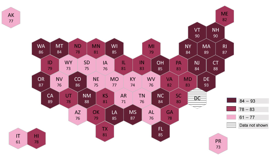 mPINC total scores, by state, 2024