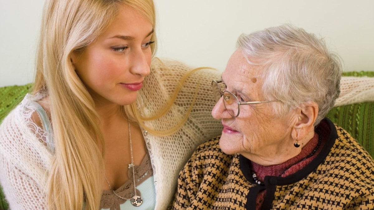 a young woman with her grandmother