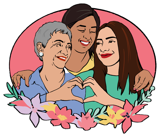 illustration of three women