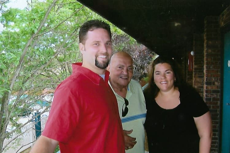 Photo of Sherri, her Pop, and her husband