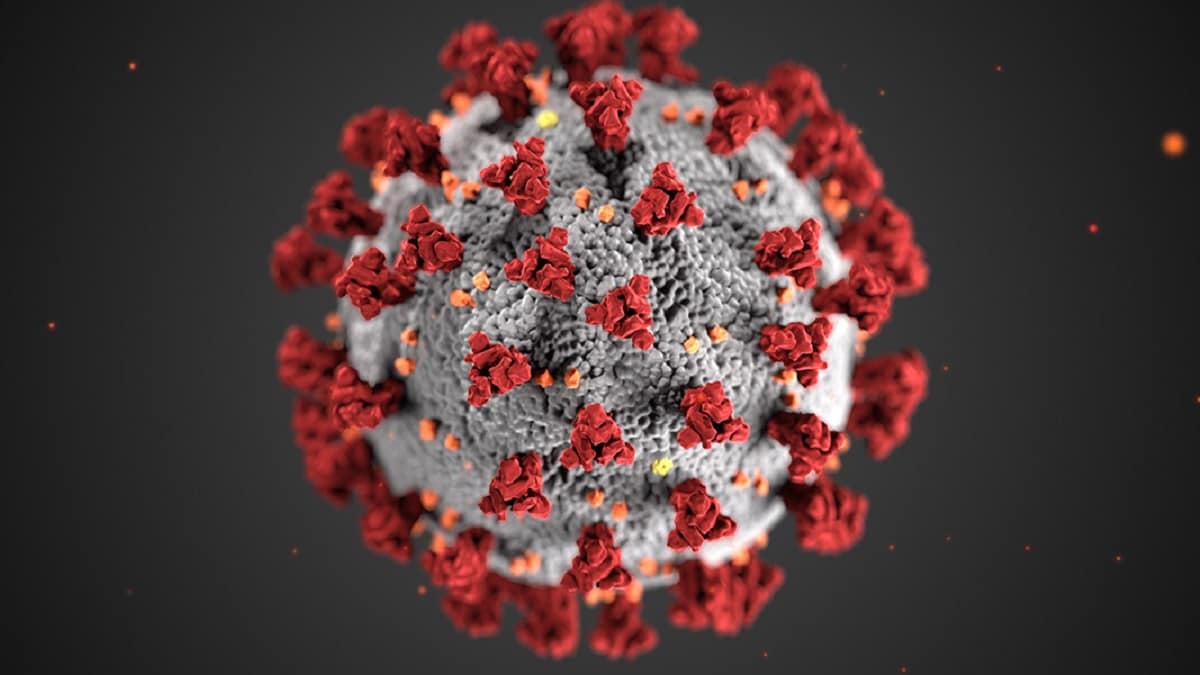 Microscope view of Coronavirus Enlarged microscopic coronavirus.