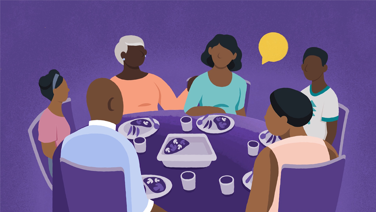 Image of a family eating together.