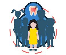 icon-1in5 Five children with a tooth icon