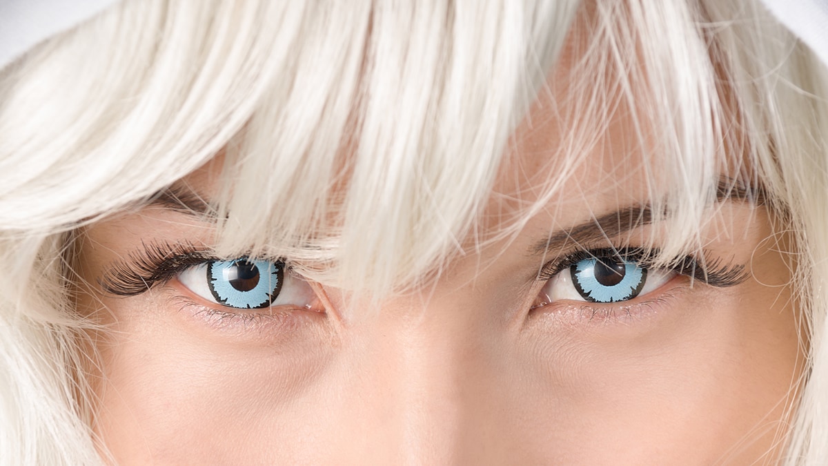 Decorative contact lenses Woman with decorative colored contacts