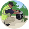 Mosquito control professional collects mosquitoes from a trap