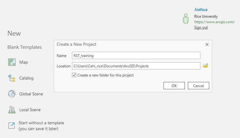 ArcGISPro_1 Create a new project.