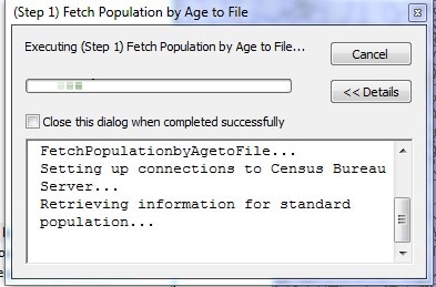 ArcMap11 The Step 1 script window open with the script executing.
