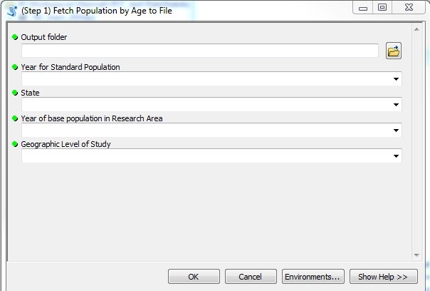 ArcMap9 The Step 1 window open with the fields ready to populate.