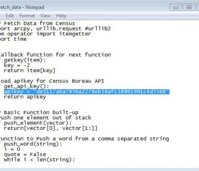 api4 Fetch data window with the api key highlighted.