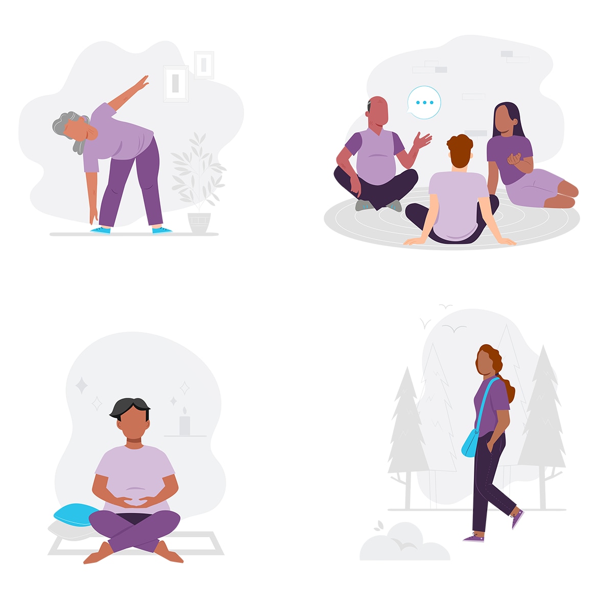 ways to manage stress graphic showing 4 different ways to manage stress