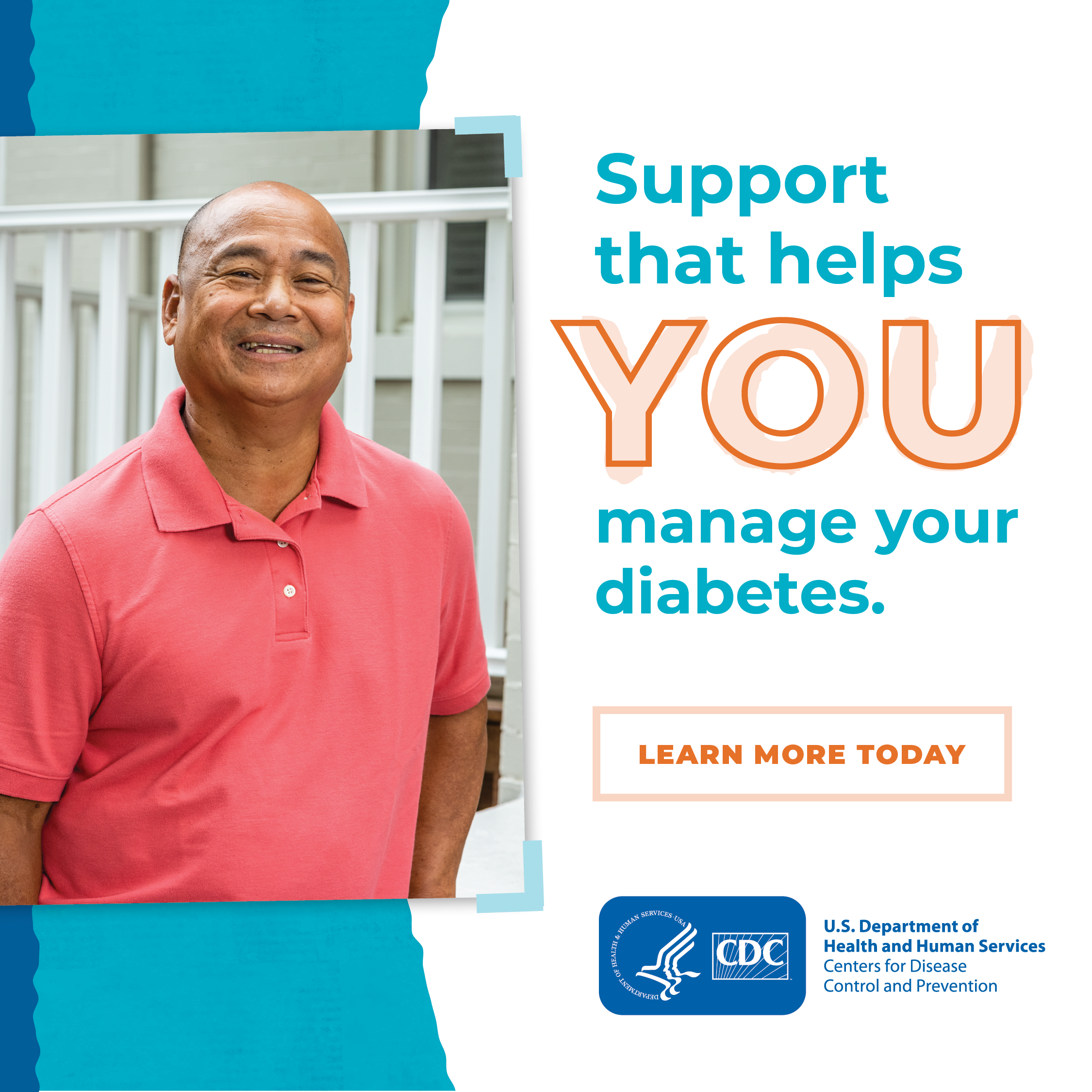 DSMES-Outreach-Social_Media-Photos3 Support that helps you manage your diabetes. Learn more today. CDC logo.