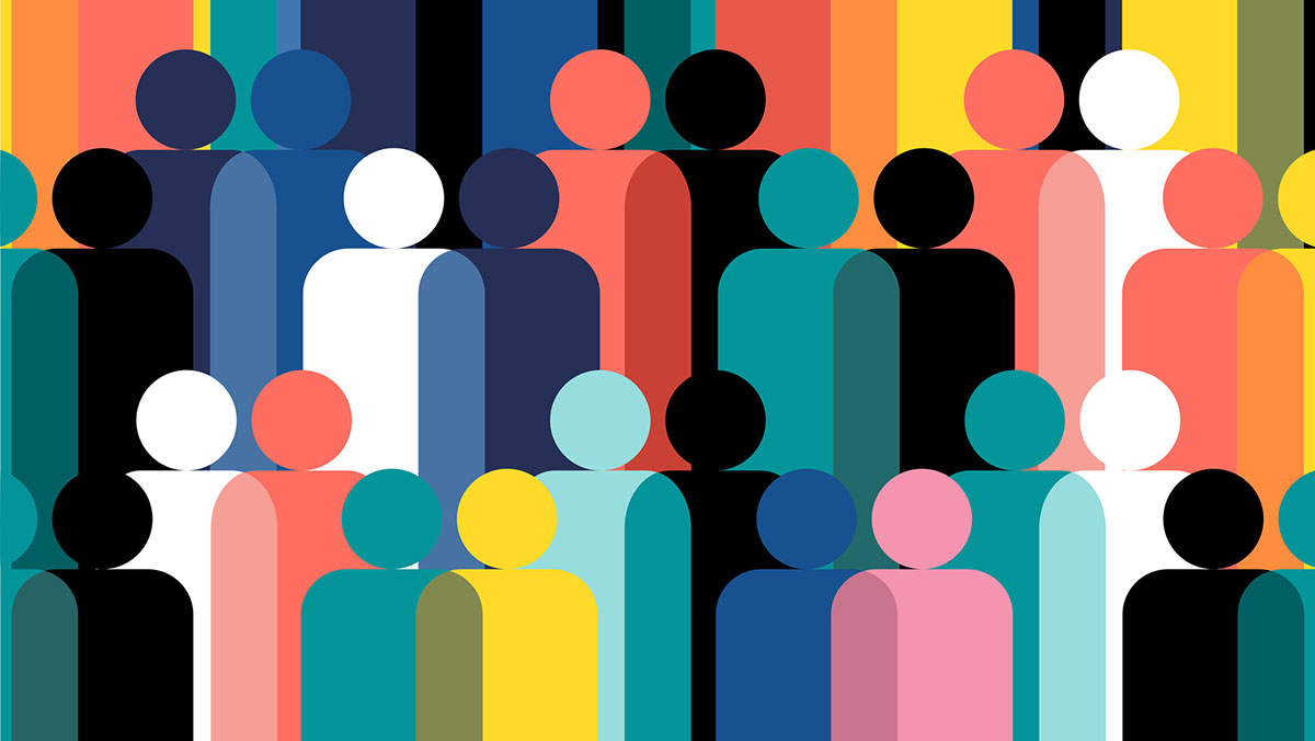 health-equity-landing-page Illustration of abstract people in rainbow colors