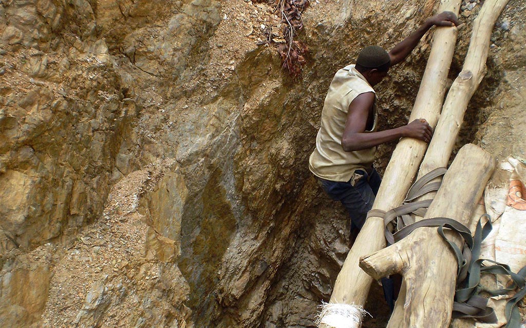 A mine near a contaminated village.