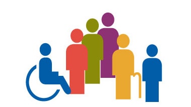 — title missing — Icons of 6 figures to represent health equity.