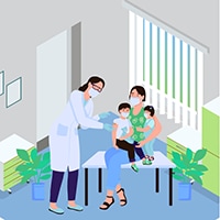 A family getting vaccinated A family getting vaccinated