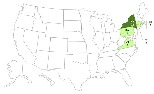 Case Count Map: Persons infected with the outbreak strain of E. coli O157:H7, by state