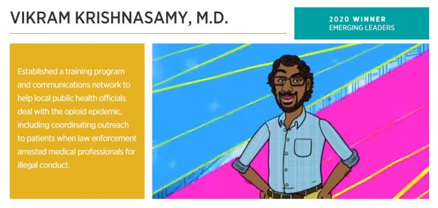Vikram_EmergingLeaderWinner_2 Krishnasamy discusses his work on opioids and COVID-19, his career, and importance of the public health workforce in the Partnership for Public Service broadcast
