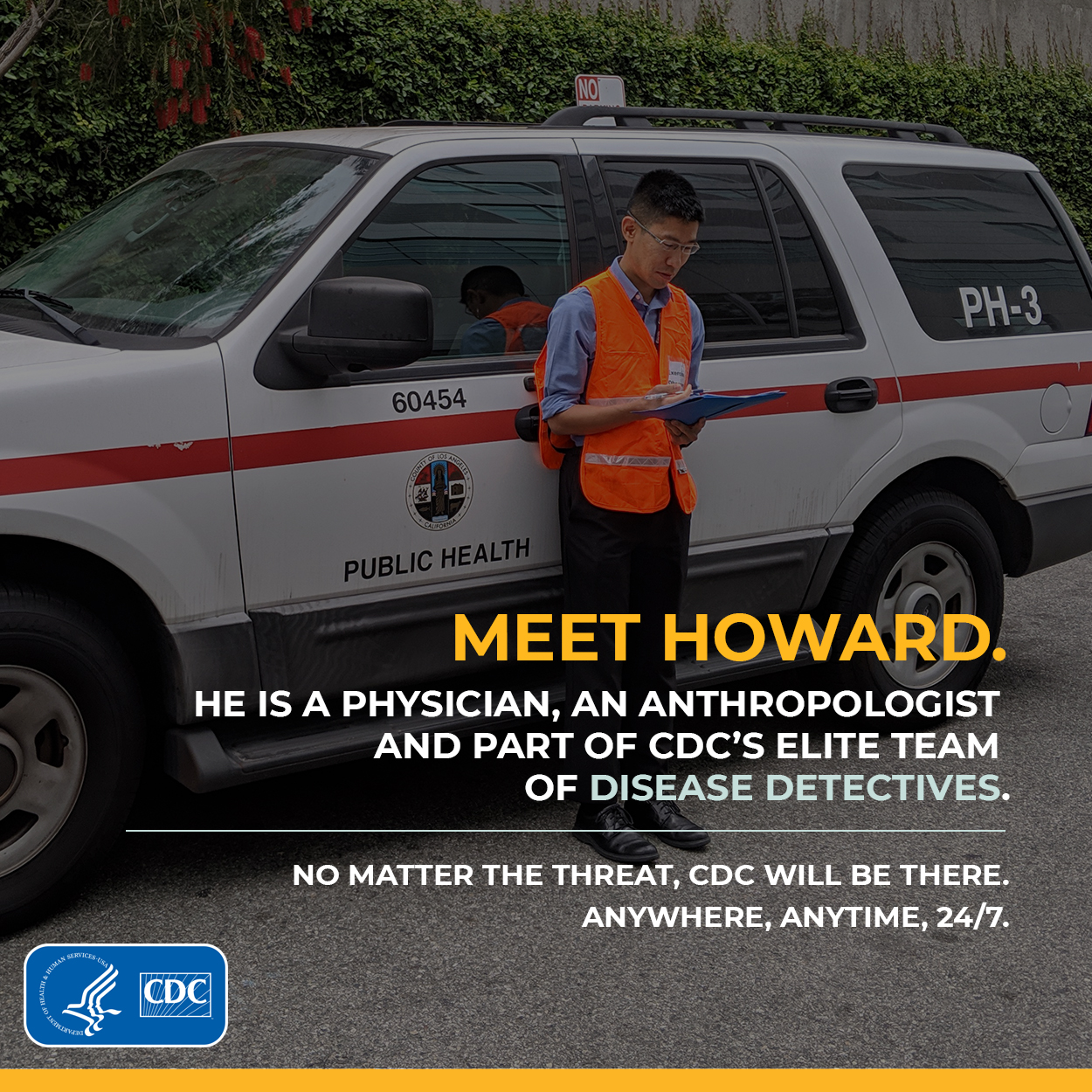eis-graphic-howard-chiou Meet Howard. He is a physician, an anthropologist and part of CDC's elite team of disease detectives.