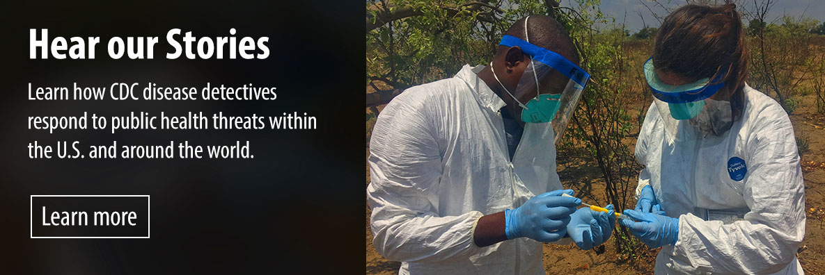 Two field workers performing a polluted water analysis