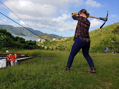 leanne-jankelunas-400px EEP student swinging tool to sample soil.