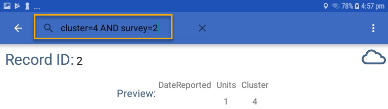 F626SearchSyntax Screen shot of search results after specifying parameters to search for a record.