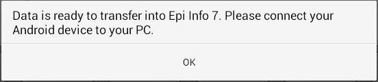 F631SyncFileCreated Screen shot of message confirming the sync file is ready and instructing the user to connect to a PC