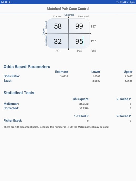 F675MatchedPairCaseControl Screen shot of Matched Pair Case-Control option in StatCalc
