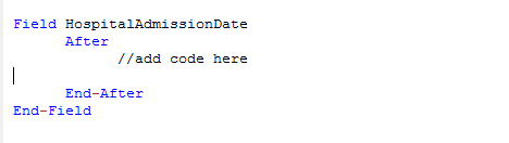 Check Code Sample showing the shell of the After block 