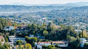 Prepárese para los incendios forestales Una foto de casas en la ladera de una montaña rodeada de árboles