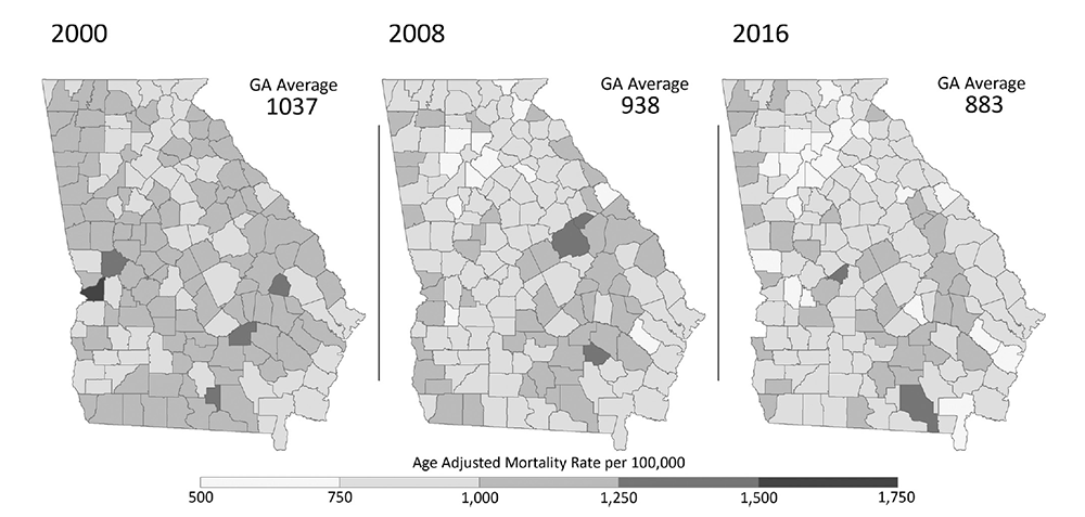 fig-17-6 Series of GA Maps showing average for 2000, 2008, and 2016