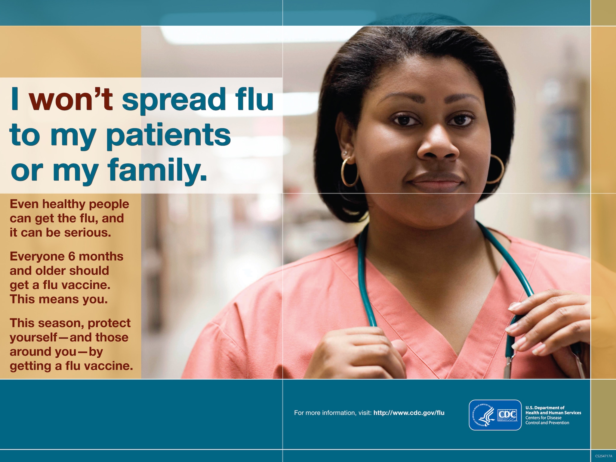 I Won’t Spread Flu Health care workers should get vaccinated against flu to protect themselves and those around them. Even healthy people can get flu.