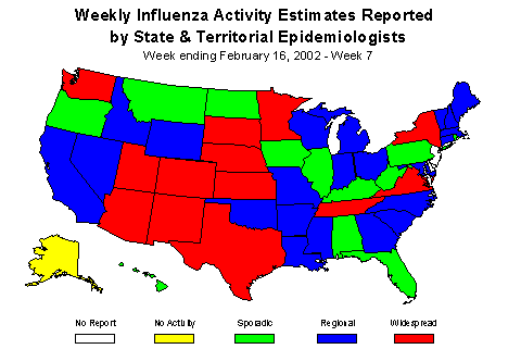 U. S. map for Weekly Influenza Activity