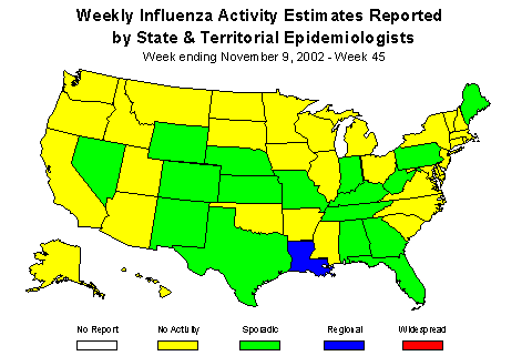 Usmap for Weekly Influenza Activity