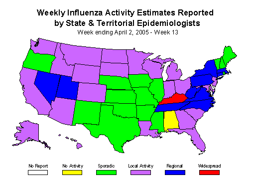 U. S. map for Weekly Influenza Activity