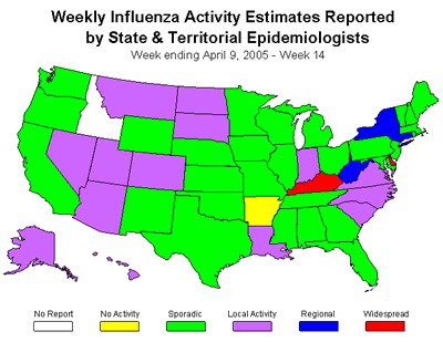 U. S. map for Weekly Influenza Activity