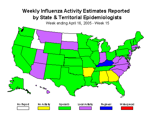 U. S. map for Weekly Influenza Activity