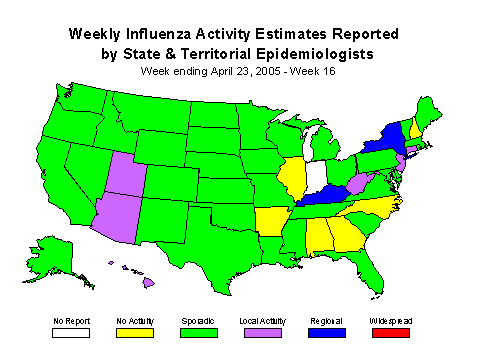 U. S. map for Weekly Influenza Activity
