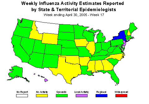 U. S. map for Weekly Influenza Activity