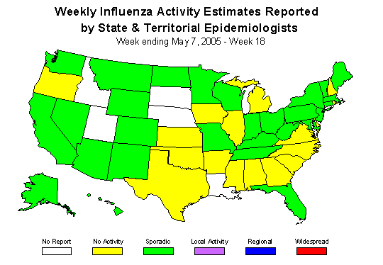 U. S. map for Weekly Influenza Activity