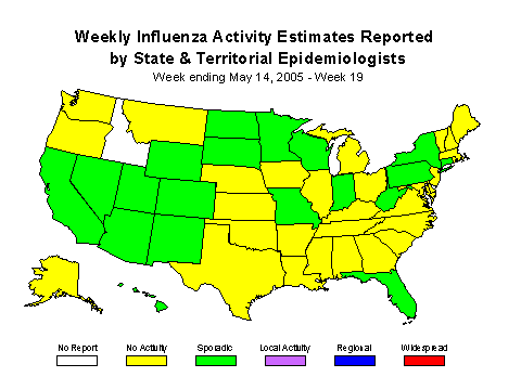 U. S. map for Weekly Influenza Activity