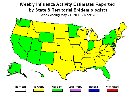 U. S. map for Weekly Influenza Activity