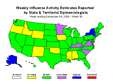 U. S. map for Weekly Influenza Activity